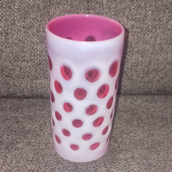 Fenton Other - Vintage Fenton Coin Spot Cranberry Opalescent Tumbler